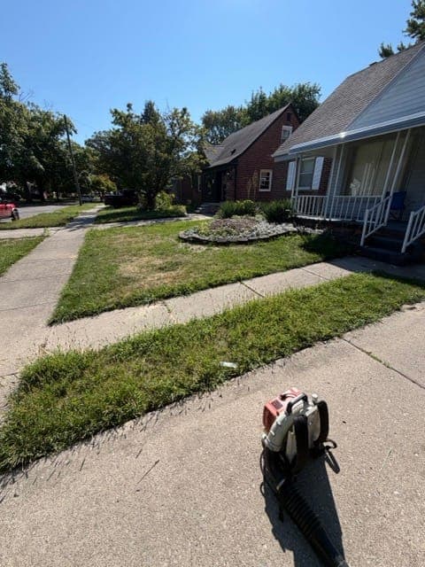 Lawncare — Mow, Edge & Blow — before, by Heights Yard Solutions